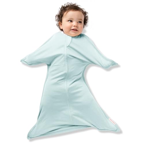 SleepingBaby Zipadee-Zip Transition Swaddle - Cozy Baby Swaddle Blanket with Zipper Convenience - Roomy Wearable Blanket for Easy Diaper Changes - Classic Mint, Small (4-8 Month)