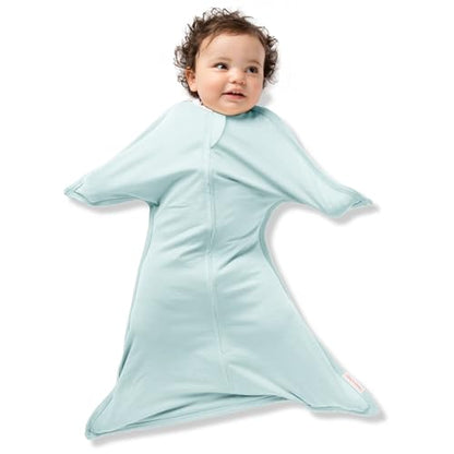 SleepingBaby Zipadee-Zip Transition Swaddle - Cozy Baby Swaddle Blanket with Zipper Convenience - Roomy Wearable Blanket for Easy Diaper Changes - Classic Mint, Small (4-8 Month)