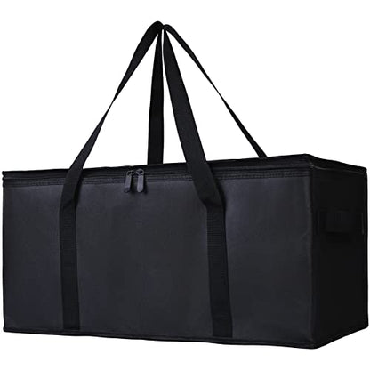 Bodaon 2-Pack Insulated Food Delivery Bag, 22" x 10" x 10" Insulated Pizza Delivery Bags for Hot/Cold Food, Black