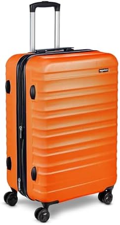 Amazon Basics 26" Hardside Medium Checked Luggage, Hardshell Suitcase With Wheels, Expandable For Up to 15% More Space, With Scratch-Resistant Surface, Four Multi-directional Wheels, Orange