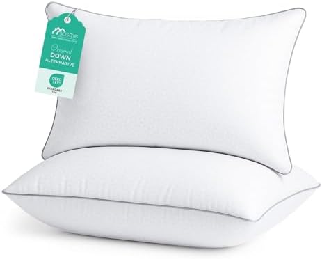 Sasttie Pillows Queen Size Set of 2, Bed Pillows for Side, Back, and Stomach Sleepers - Oeko-Tex Certified Down Alternative Plump Filling - Hotel Quality and Machine Washable, 2 Pack