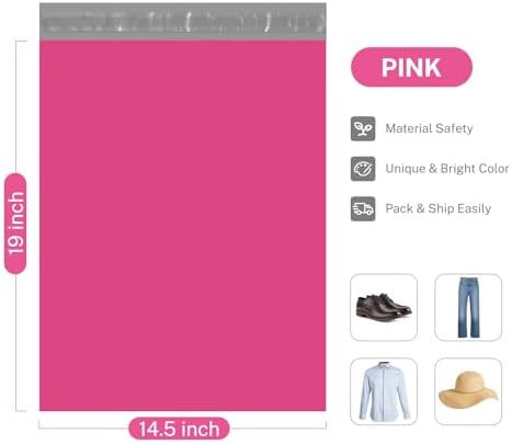 Metronic Pink Poly Mailers 14.5x19 Large Poly Mailers 100 Pack Self-Seal Shipping Bags, Packaging Bags, Shipping Envelopes, Packaging for Small Business, Boutique, Clothing
