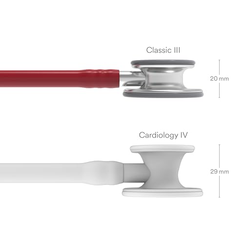 3M Littmann Classic III Monitoring Stethoscope, 5627, More Than 2X as Loud, Weighs Less, Stainless Steel Chestpiece, 27" Burgundy Tube