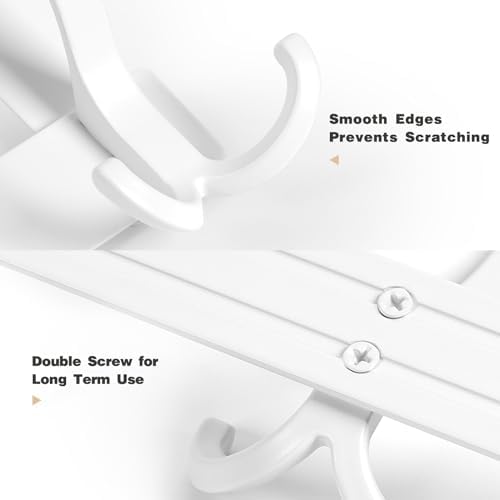 Over The Door Hooks for Hanging, Over The Door Hanger with 5 Triple Coat Hooks, Over The Door Towel Rack for Bathroom, Door Hanger Hooks for Coat, Bags and Hat (White, 2 Pack)