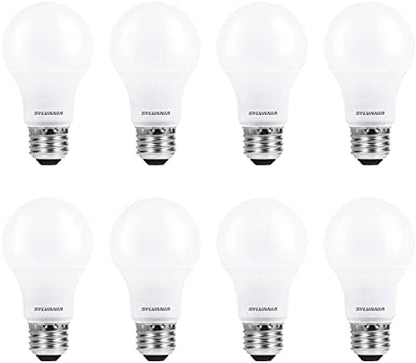 SYLVANIA ECO LED A19 Light Bulb, 60W Equivalent, Efficient 9W, 7 Year, 750 Lumens, Non-Dimmable, Frosted, 5000K, Daylight - 8 Count (Pack of 1) (40883)