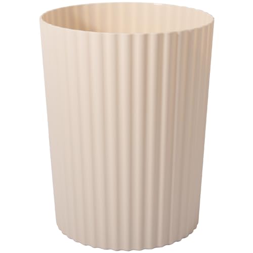 JiatuA Small Trash Can Plastic Wastebasket Round Garbage Container Bin for Bathroom, Kitchen, Bedroom, Home Office, College Dorm, Beige