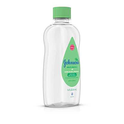 Johnson's Baby Johnson & Johnson Baby Oil, Aloe Vera & Vitamin E, Multicolor, 14 Fl Oz (Pack of 4)