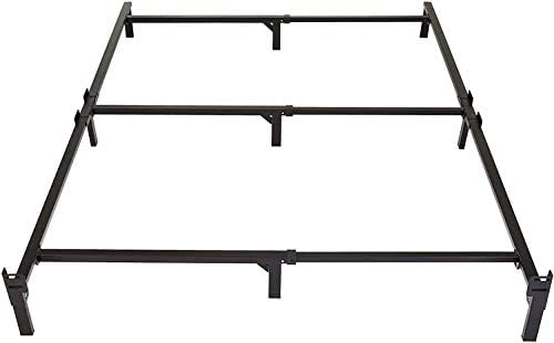 Amazon Basics Metal Bed Frame, 9-Leg Base for Box Spring and Mattress, King, Tool-Free Easy Assembly, Black
