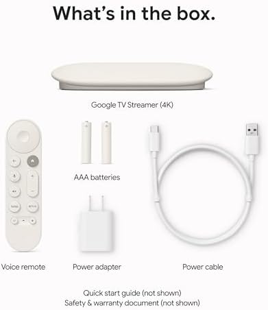 Google TV Streamer 4K - Fast Streaming Entertainment on Your TV with Voice Search Remote - Watch Movies, Shows, Live TV, and Netflix in 4K HDR - Smart Home Control - 32 GB of Storage - Porcelain