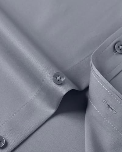 J.VER Men's Dress Shirts Solid Long Sleeve Stretch Wrinkle-Free Formal Shirt Business Casual Button Down Shirts