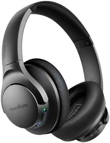Soundcore Anker Life Q20 Hybrid Active Noise Cancelling Headphones, Wireless Over Ear Bluetooth Headphones, 60H Playtime, Hi-Res Audio, Deep Bass, Foam Ear Cups, Travel, Office, USB-C Charging