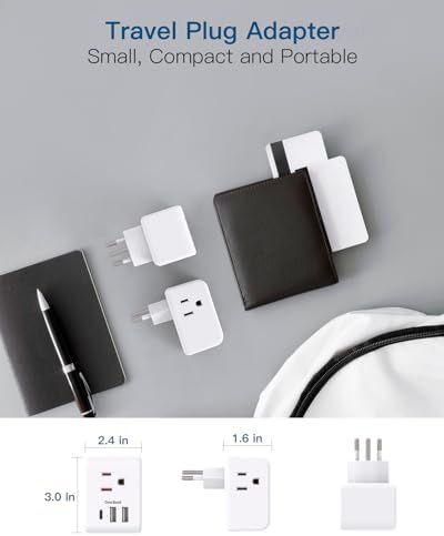 2 Pack Switzerland Travel Plug Adapter, Swiss Outlet Adapter with 3 Outlets 3 USB Charging Ports(1 USB C), Type J Power Adapter, Travel Essentials US to Switzerland, Rwanda, Liechtenstein