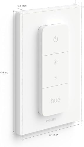 Philips Hue Smart Dimmer Switch with Remote, White - 1 Pack - Turns Hue Lights On, Off, Dims or Brightens - Requires Hue Bridge - Easy, No-Wire Installation