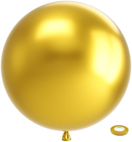 Bezente Metallic Gold Giant Balloons 36 Inch - 8 Pack Jumbo Chrome Gold Balloons Large Round Gold Latex Balloons for Photo Shoot Wedding Bridal Shower Graduation Birthday Christmas Party Decorations