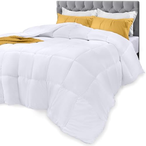 Utopia Bedding Comforters Queen Size, All Season Duvet Insert, Down Alternative Box Stitched Bed Comforter with Corner Tabs, Machine Washable (White)