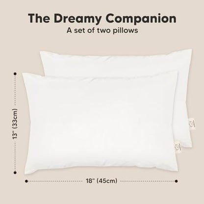 KeaBabies 2-Pack Toddler Pillow 13x18 - Soft Organic Cotton Kids Travel Bed Pillows for Sleeping, School, Nap, Machine Washable, Toddlers 2 to 5, Pillowcase Sold Separately (Soft White)