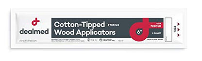 Dealmed 6" Cotton-Tipped Wood Applicators – 2,000 Sterile Cotton-Tipped Applicators for Application of Medication, Cleaning Skin, Arts, Crafts and More (Case of 2,000)