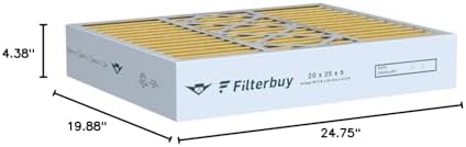 Filterbuy 20x25x5 Air Filter MERV 11 Allergen Defense (2-Pack), Pleated HVAC AC Furnace Air Filters for Honeywell FC100A1037, Lennox X6673, Carrier, & More (Actual Size: 19.88 x 24.75 x 4.38 Inches)