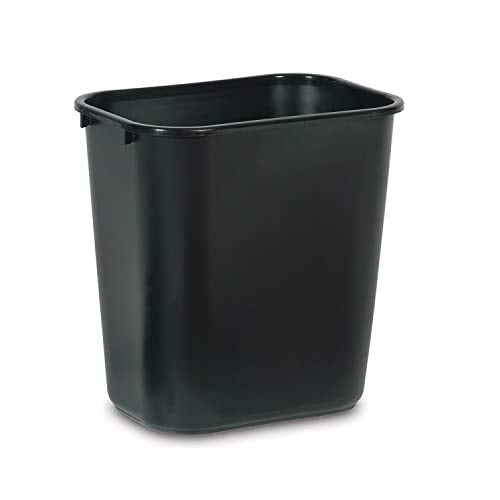 Rubbermaid Commercial Products Wastebasket/Trash Can, 7-Gallon/28-Quart, Black, Plastic, for Bedroom/Bathroom/Office, Fits Under Desk/Sink/Cabinet, Pack of 4