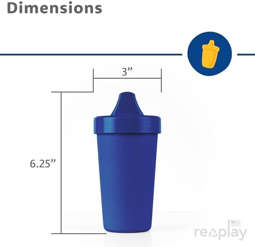 Re-Play Sippy Cups for Toddlers - 10 Oz. Reusable Spill Proof Cups for Kids, Dishwasher/Microwave Safe - Made in USA - Set of 4-3.13" x 6.25" - Cool Blues