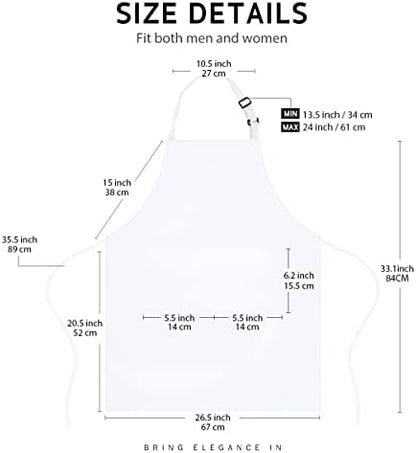 Syntus 2 Pack Adjustable Bib Apron Waterdrop Resistant with 2 Pockets Cooking Kitchen Aprons for Women Men Chef