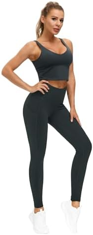 THE GYM PEOPLE Thick High Waist Yoga Pants with Pockets, Tummy Control Workout Running Yoga Leggings for Women