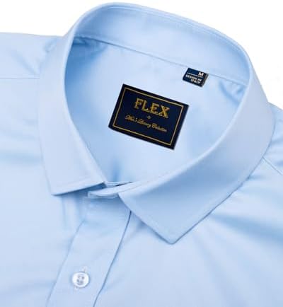 J.VER Men's Dress Shirts Solid Long Sleeve Stretch Wrinkle-Free Formal Shirt Business Casual Button Down Shirts