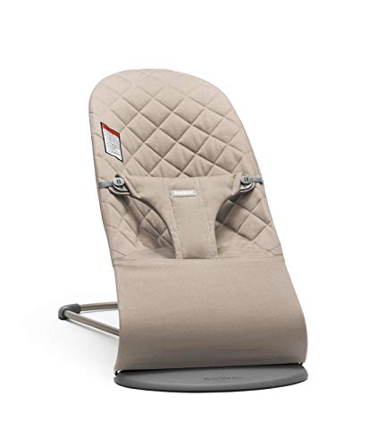 BabyBjörn Bouncer Bliss, Sand Gray, Woven, Classic Quilt | 2-in-1 Adjustable Baby Bouncer Seat and Toddler Chair, Newborn to Toddler (8-29 lbs), 4 Positions, Lightweight & Portable