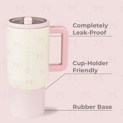 HydroJug Kids - 20 oz Insulated Kids Water Bottle with Flip Straw & Handle | Leak-Proof & Durable | Perfect for School, Sports, Lunch, Travel & Camp, Bows