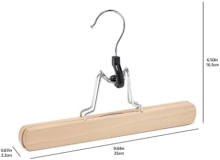Amazon Basics Wooden Pants Hangers - Natural, 20-Pack