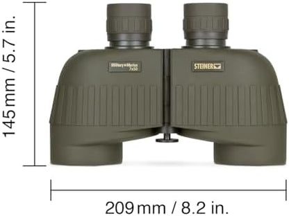 Steiner Military-Marine Series Binoculars, Lightweight Tactical Precision Optics for Any Situation, Waterproof, Green, 7x50