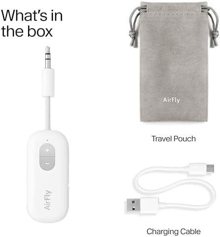 Twelve South AirFly SE | Bluetooth Wireless Audio Transmitter Adapter for AirPods/Headphones, 20+ Hr Battery, Works with 3.5mm aux Jacks on Airplanes, TVs, Gym Equipment, and Travel