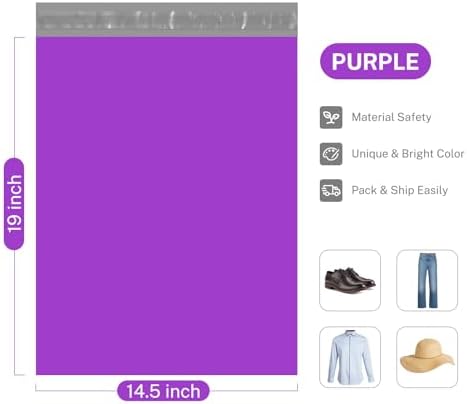 Metronic Purple Poly Mailers 14.5x19 Large Poly Mailers 100 Pack Self-Seal Shipping Bags, Packaging Bags, Shipping Envelopes, Packaging for Small Business, Boutique, Clothing