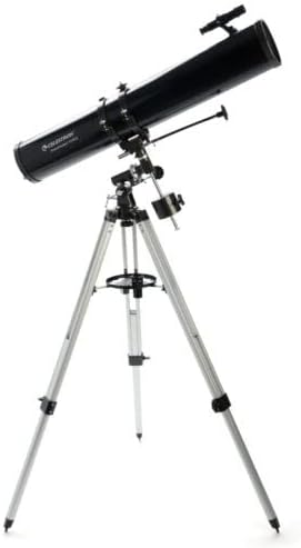 Celestron 21045 PowerSeeker 114EQ Reflector Telescope - Includes Two Eyepieces, Barlow Lens, Height-Adjustable Tripod and Deluxe Accessory Tray, Black