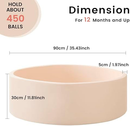 Ball Pit for Toddlers 35.43''x11.81 Baby Ball Pit Soft Memory Foam Ball Pool Round Kids Ball Pit Indoor and Outdoor Game Kids Play Ball Pool Ideal Gift for Girls and Boys (Beige, NO Balls)