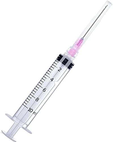 100 Pack Disposable 10ml/cc Lab Syringes with 18Ga 1 Inch Needle Luer Lock, Individually Sealed Packed