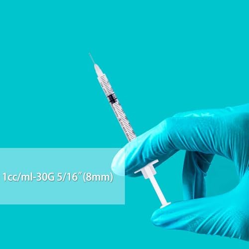 U-100 Syringes with Needle - 30G 5/16" (8mm) 1ml/cc Disposable Syringe, Individual Wrapped, 100PACK