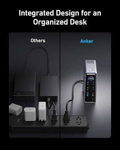 Anker Prime Docking Station, 14-Port with 160W Max Output, 10Gbps Fast Data Transfer, Real-Time Smart Interface, Audio and Ethernet Ports, Dual 4K Displays for Dell, HP, Lenovo and More