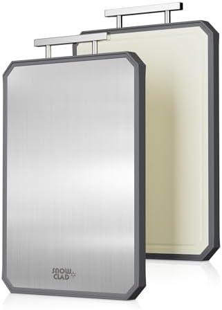 SNOWCLAD Stainless Steel Cutting Board,Double Sided Steel Cutting Boards for kitchen,Stainless Steel/Wheat straw pp Large Board for meat,non toxic Chopping,16 * 11 Inch,Dishwasher Safe