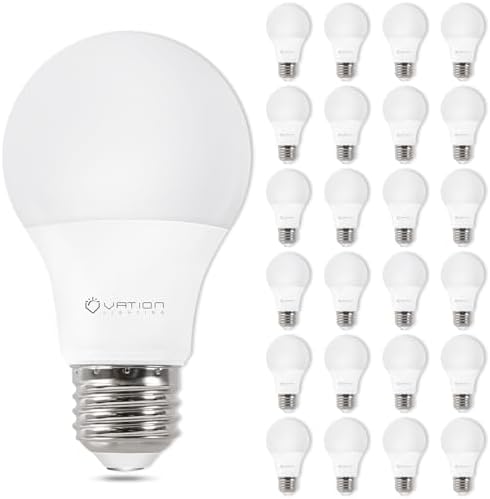 24 Pack A19 LED Light Bulb Daylight 5000K LED Bulbs, 60 Watt Equivalent, Efficient 8.5 Watt, 800 Lumens, E26 Medium Base, Non-Dimmable, ETL/UL Listed