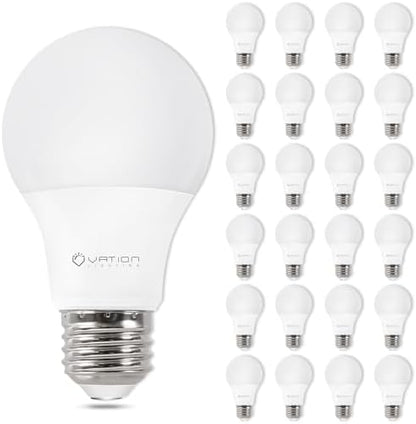24 Pack A19 LED Light Bulb Daylight 5000K LED Bulbs, 60 Watt Equivalent, Efficient 8.5 Watt, 800 Lumens, E26 Medium Base, Non-Dimmable, ETL/UL Listed
