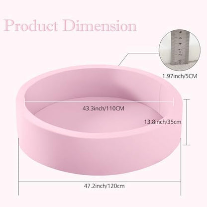47.2"x 13.8" Foam Ball Pit, Large Ball Pits for Toddlers, Soft Round Playpen Ball Pool for Kids, Ideal Gift for Child Indoor and Outdoor Game, Pink(Balls not Included)