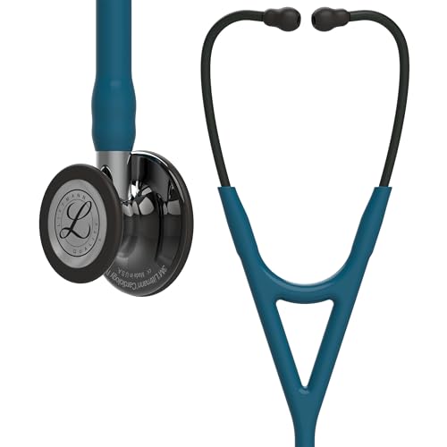 3M Littmann Cardiology IV Diagnostic Stethoscope, 6234, More Than 2X as Loud, Weighs Less, Stainless Steel High Polish Smoke-Finish Chestpiece, 27" Caribbean Blue Tube, Mirror Stem, Smoke Headset