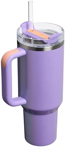 Stanley Quencher H2.0 Tumbler with Handle and Straw 40 oz | Flowstate 3-Position Lid | Cup Holder Compatible for Travel | Insulated Stainless Steel Cup | BPA-Free | Periwinkle Shimmer