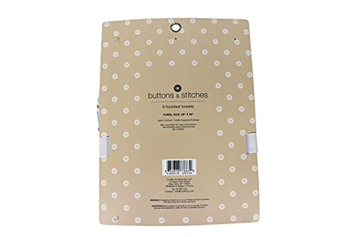 Cudlie Buttons & Stitches Baby Boy 3 Pack Rolled/Carded Hooded Towels in Dog Gone Cute Print, GS71722