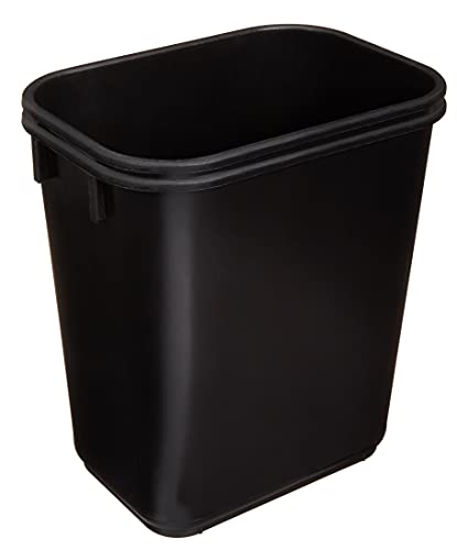 Amazon Basics Small Trash Can, Rectangular Commercial Office Wastebasket, 3 Gallon (Pack Of 2), Black (Previously AmazonCommercial brand)