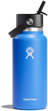 Hydro Flask 32 Oz Wide Flex Straw Cap Bottle - Insulated Stainless Steel - Wide Straw Lid, Non Spill, Leakproof in Cascade