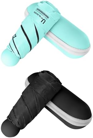 BAODINI Travel Mini Umbrella for Purse With Case Small Compact UV Sun Protection Sun Lightweight Tiny Pocket Umbrella for Women Kids and Men