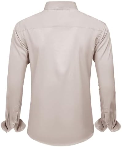 J.VER Men's Dress Shirts Solid Long Sleeve Stretch Wrinkle-Free Formal Shirt Business Casual Button Down Shirts
