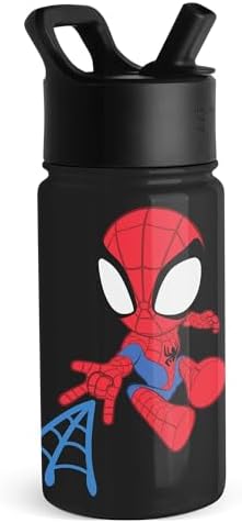 Simple Modern Kids Summit Water Bottle with Straw Lid | Marvel Spider Man 14oz Stainless Steel Cup Insulated Tumbler for Toddlers, Boys, School | Spidey Kid